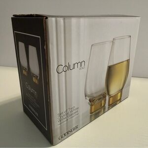 🆕 Godinger Column Gold Crystal White Wine Glasses – Set of 2